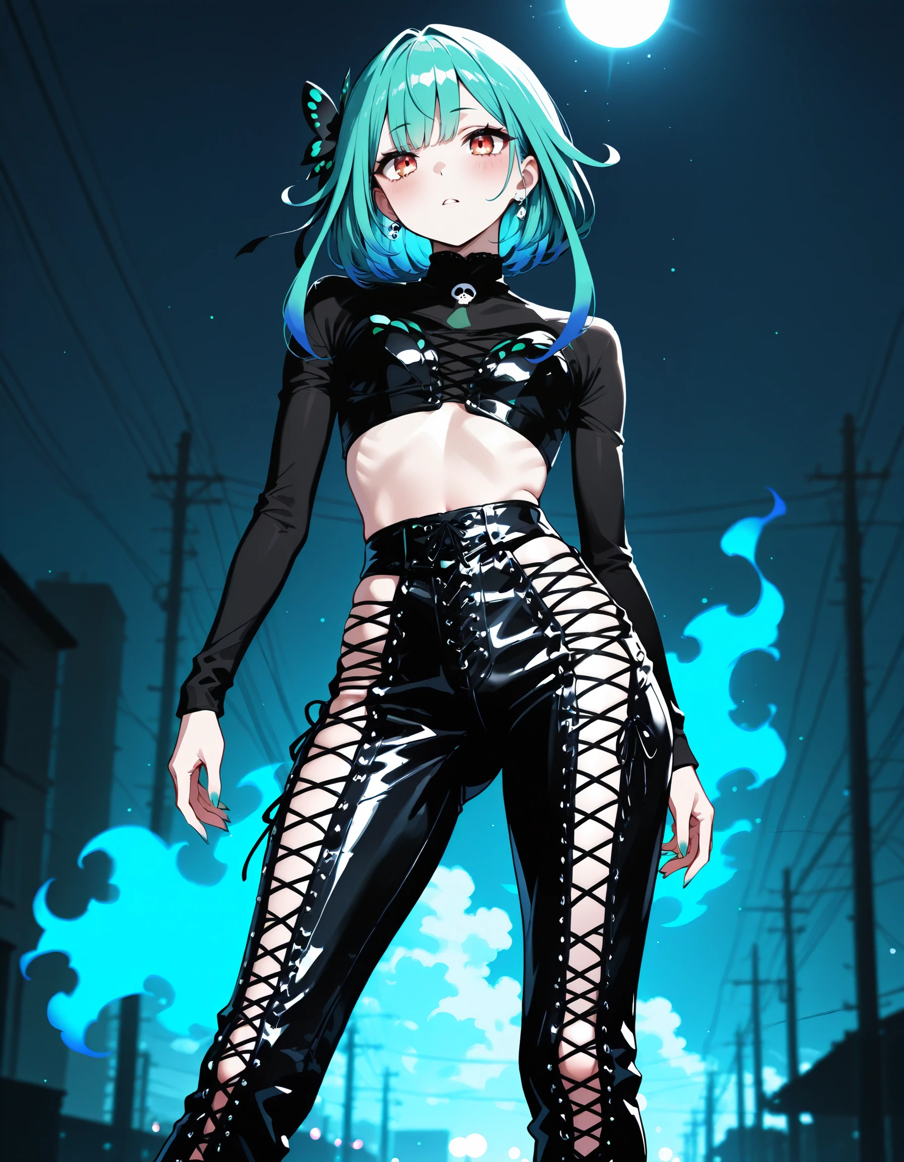 Hollow Leather Cross-Laced Pants illust