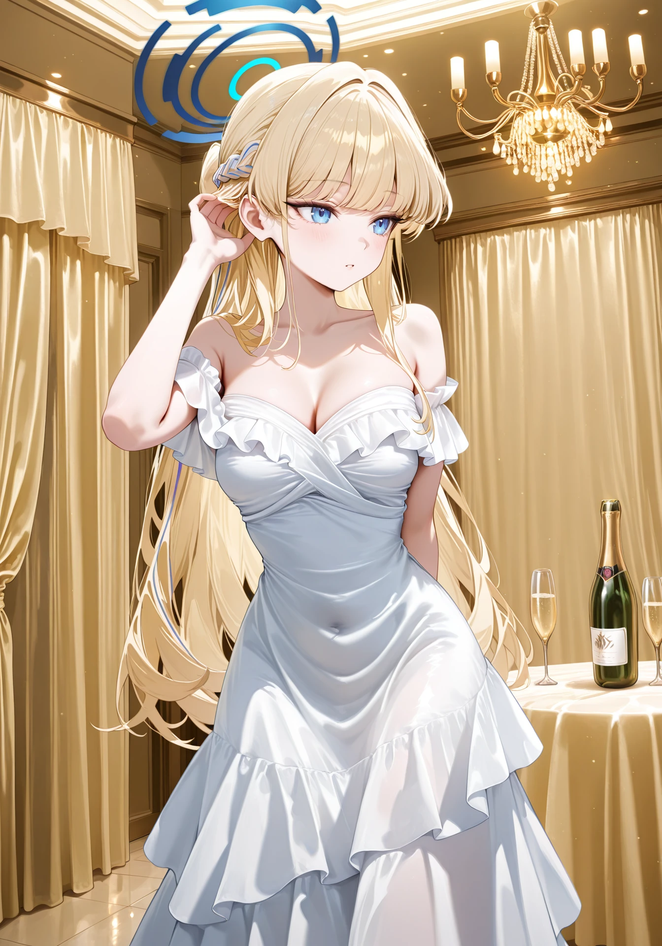 White layered off-shoulder gown v1.0