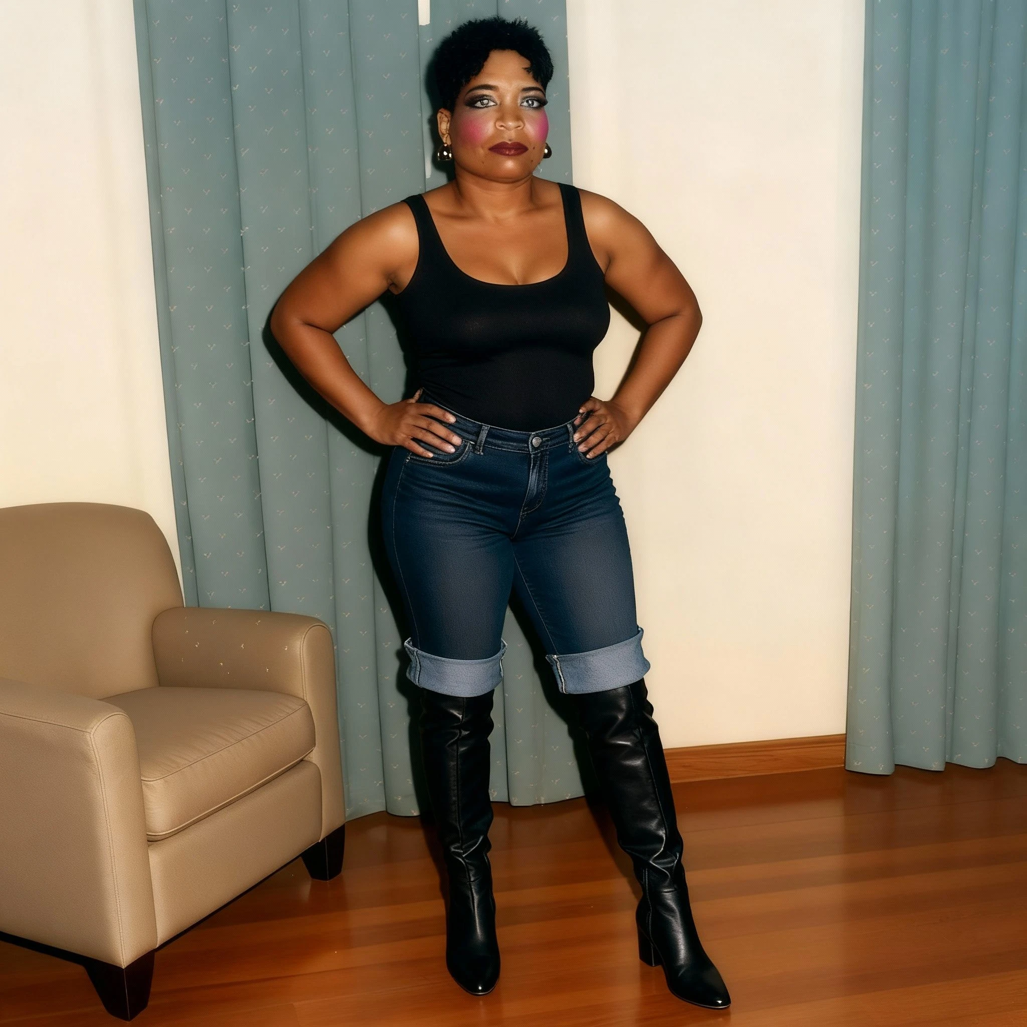 Rolled Up Jeans and Over the Knee Boots V1