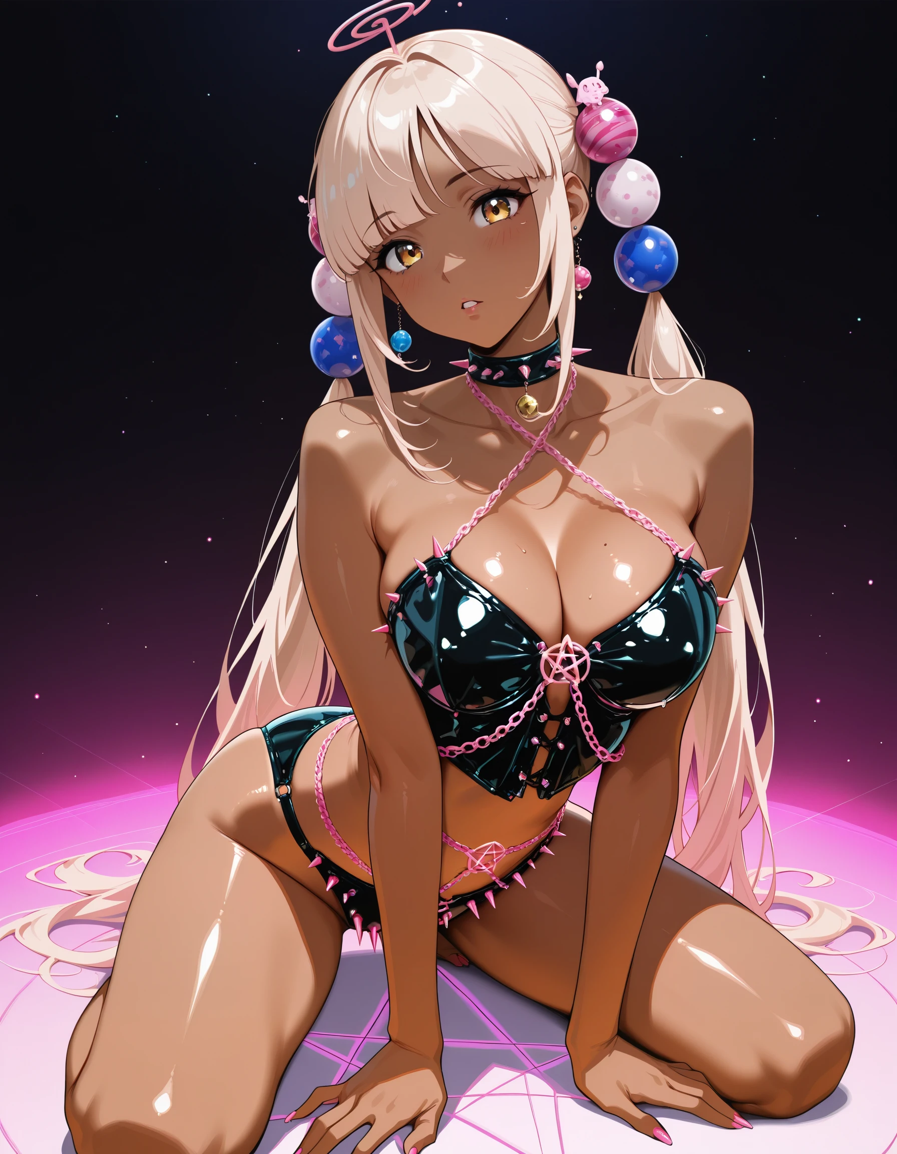  Pink Spiked Pentagram Bustier  illust