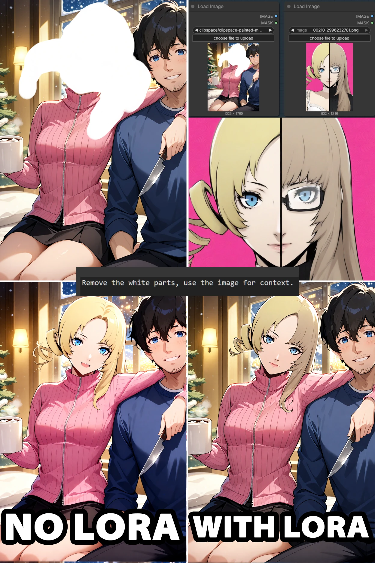 UNCROP/INPAINT/OUTPAINT WITH CONTEXT IMAGE for F.2 Klein 9B + QWEN IMAGE EDIT LORA v2509