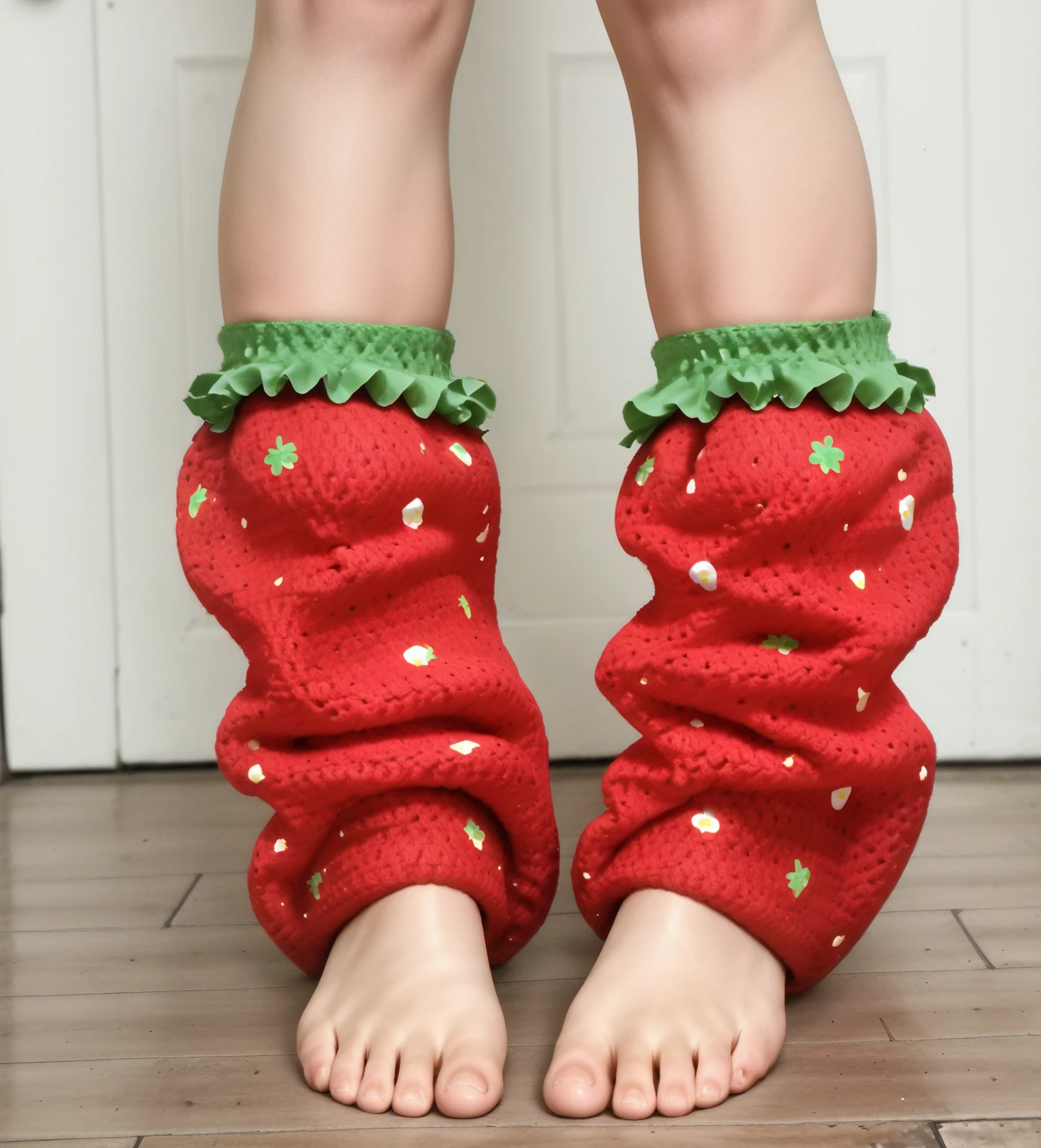 Knit Strawberry Leg Warmers illust