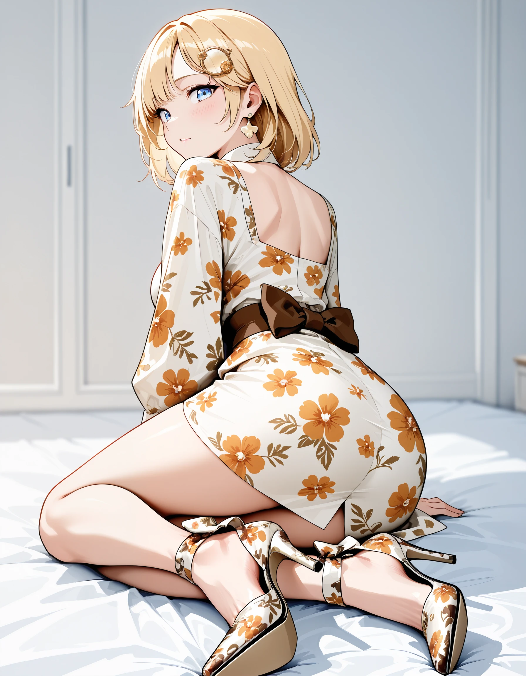 Floral Satin Heels illust