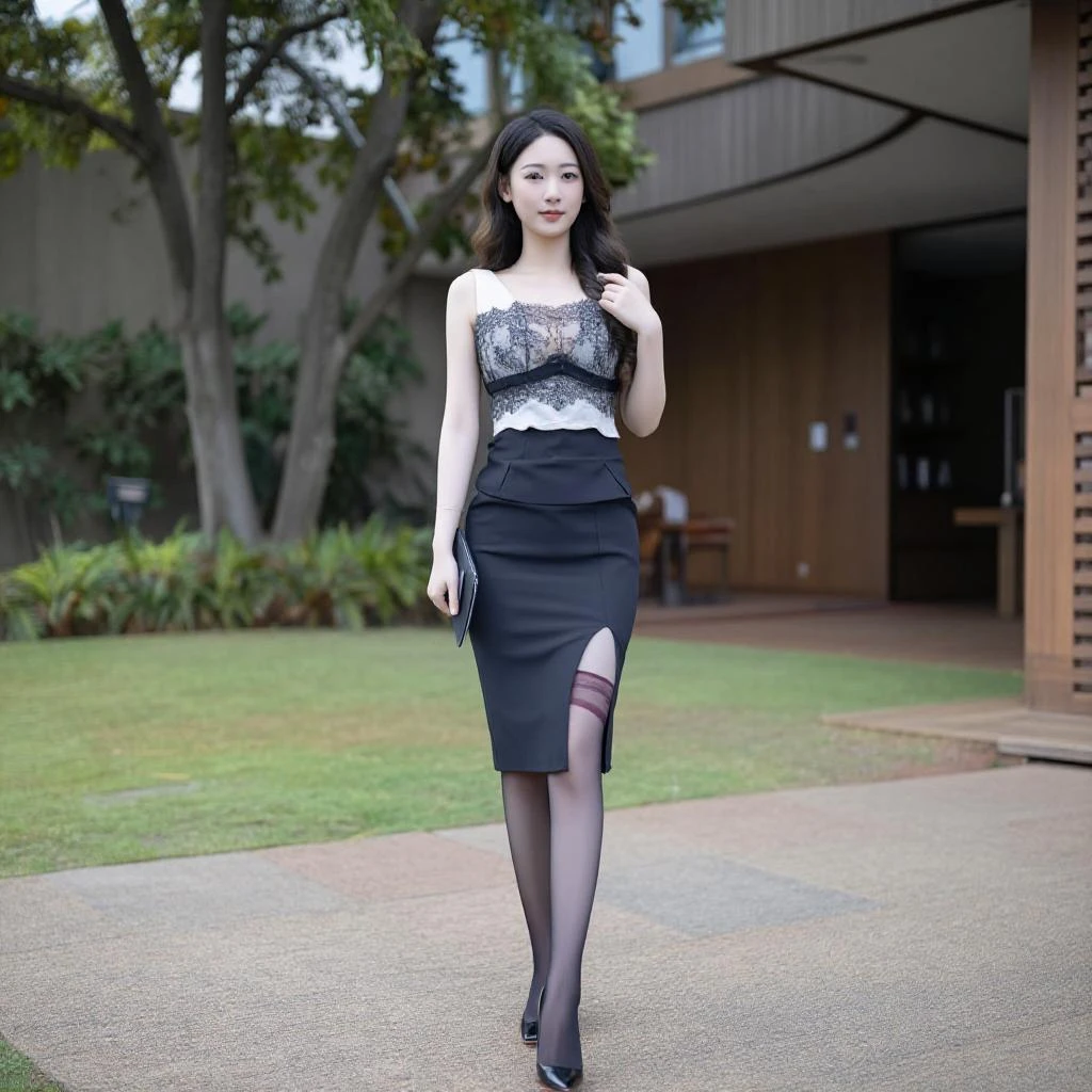  Z-IMAGE Office Lady Glamour Ensemble – Lace Cami Crop Top & Mini Pencil Skirt Paired v1.0