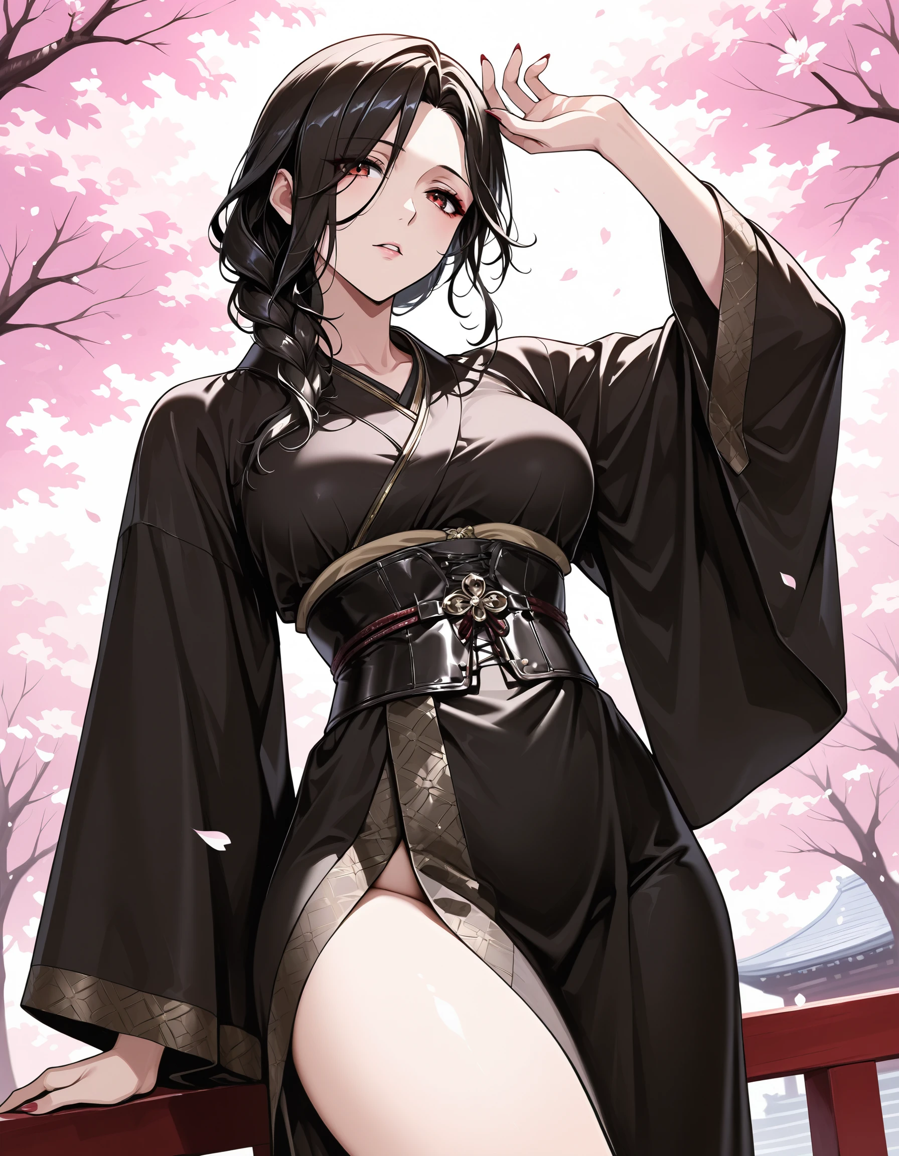 Dark Black Punk Kimono illust