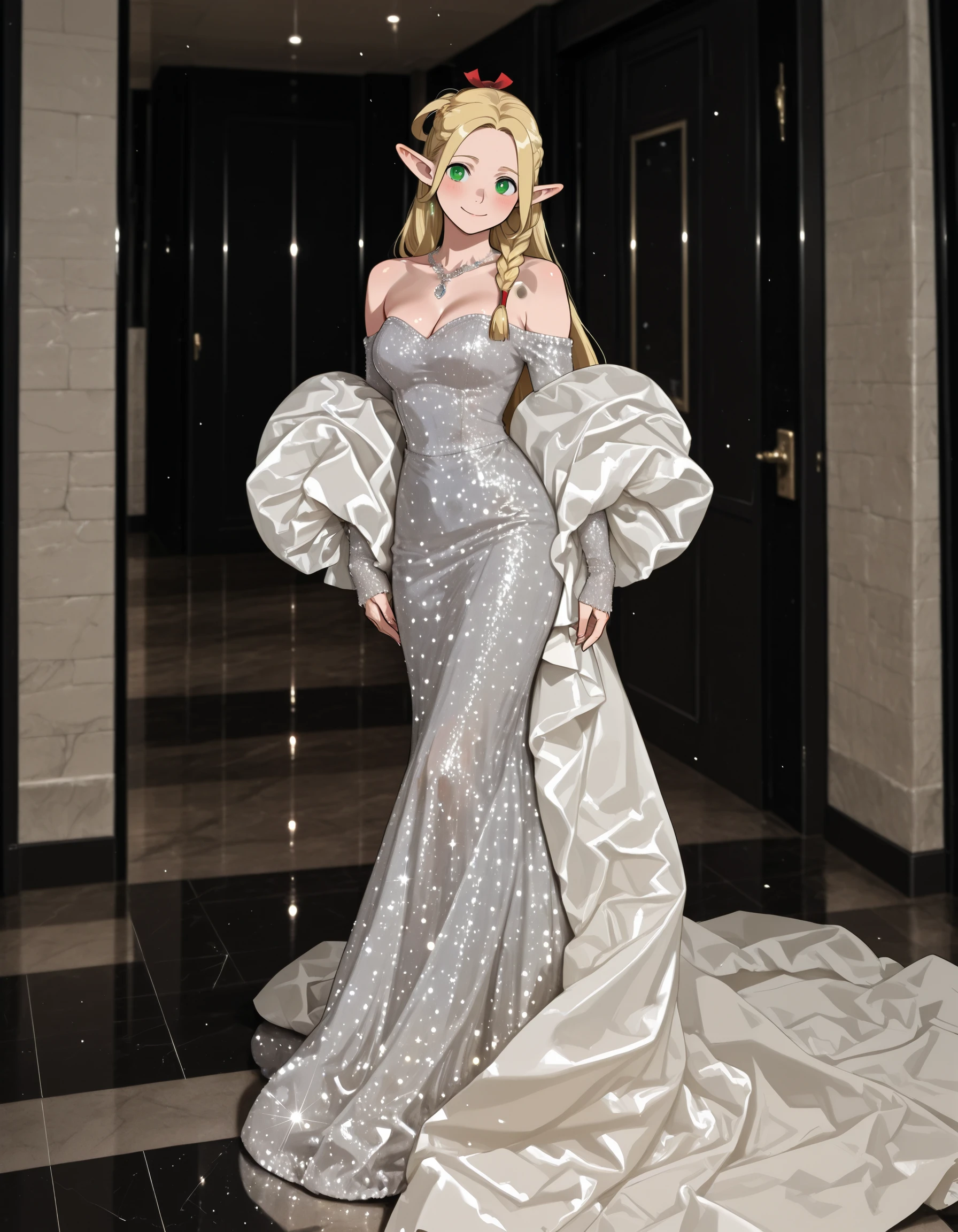 Glitter Wedding Dress & White Shawl illust