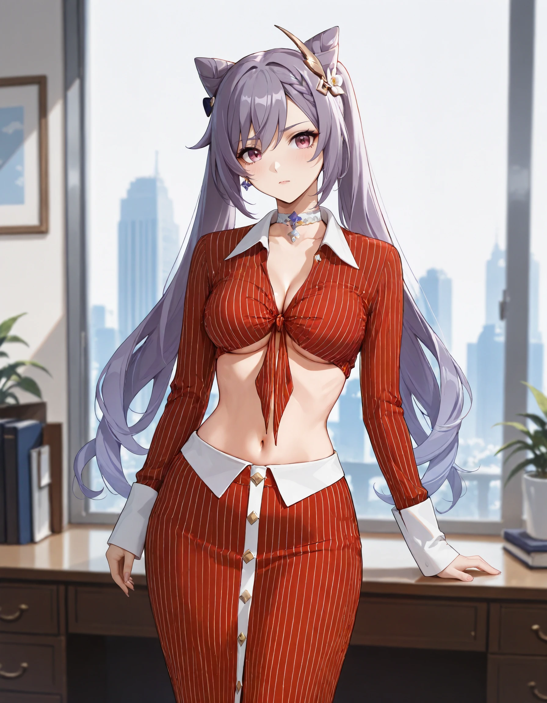 Collared Crop Top & Skirt illust