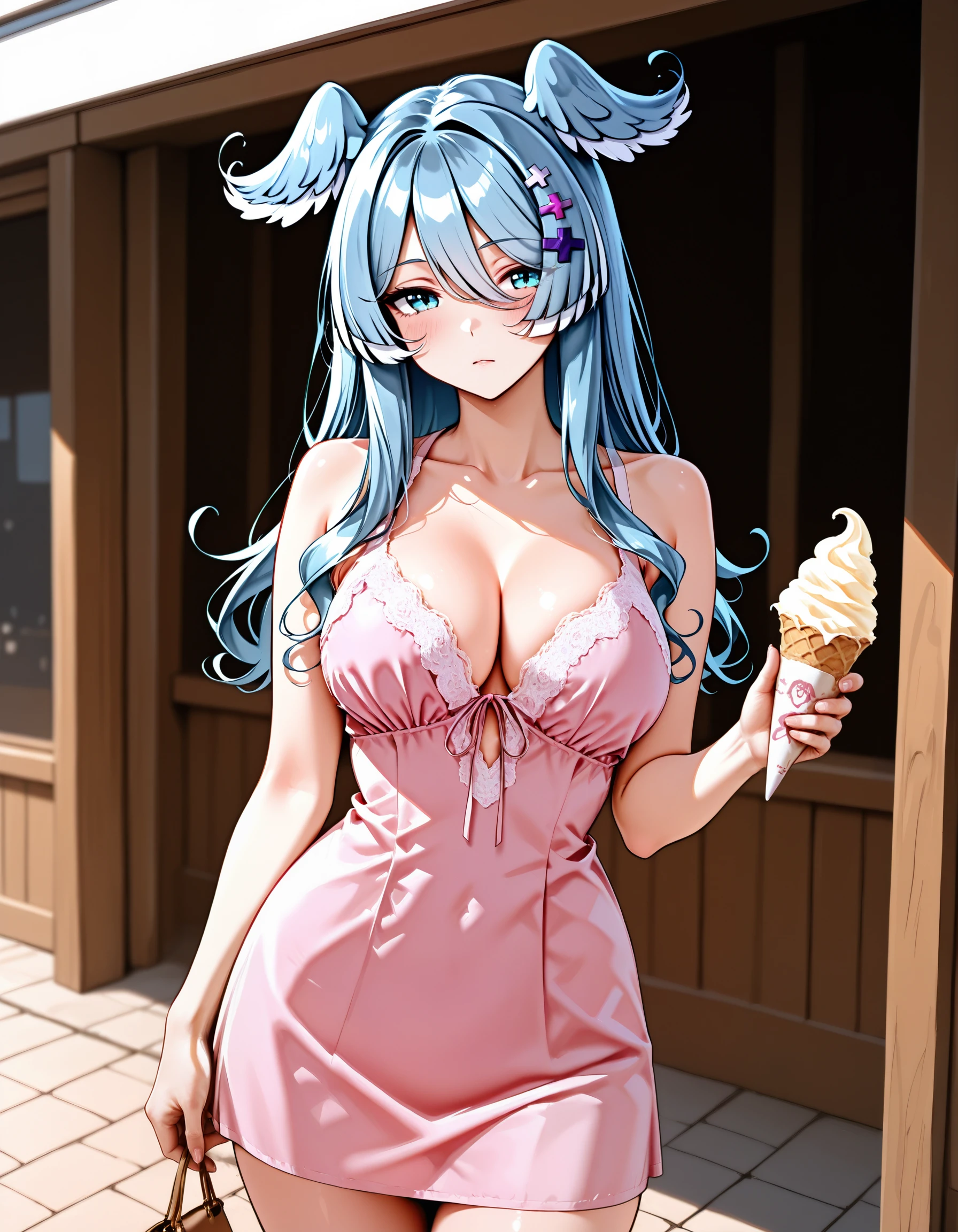 Lace Trim Mini Dress illust
