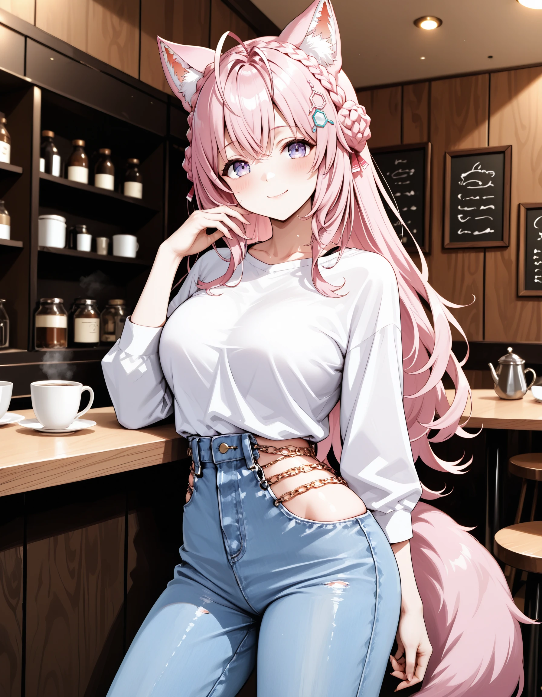 Chain Hip Cutout Jeans illust