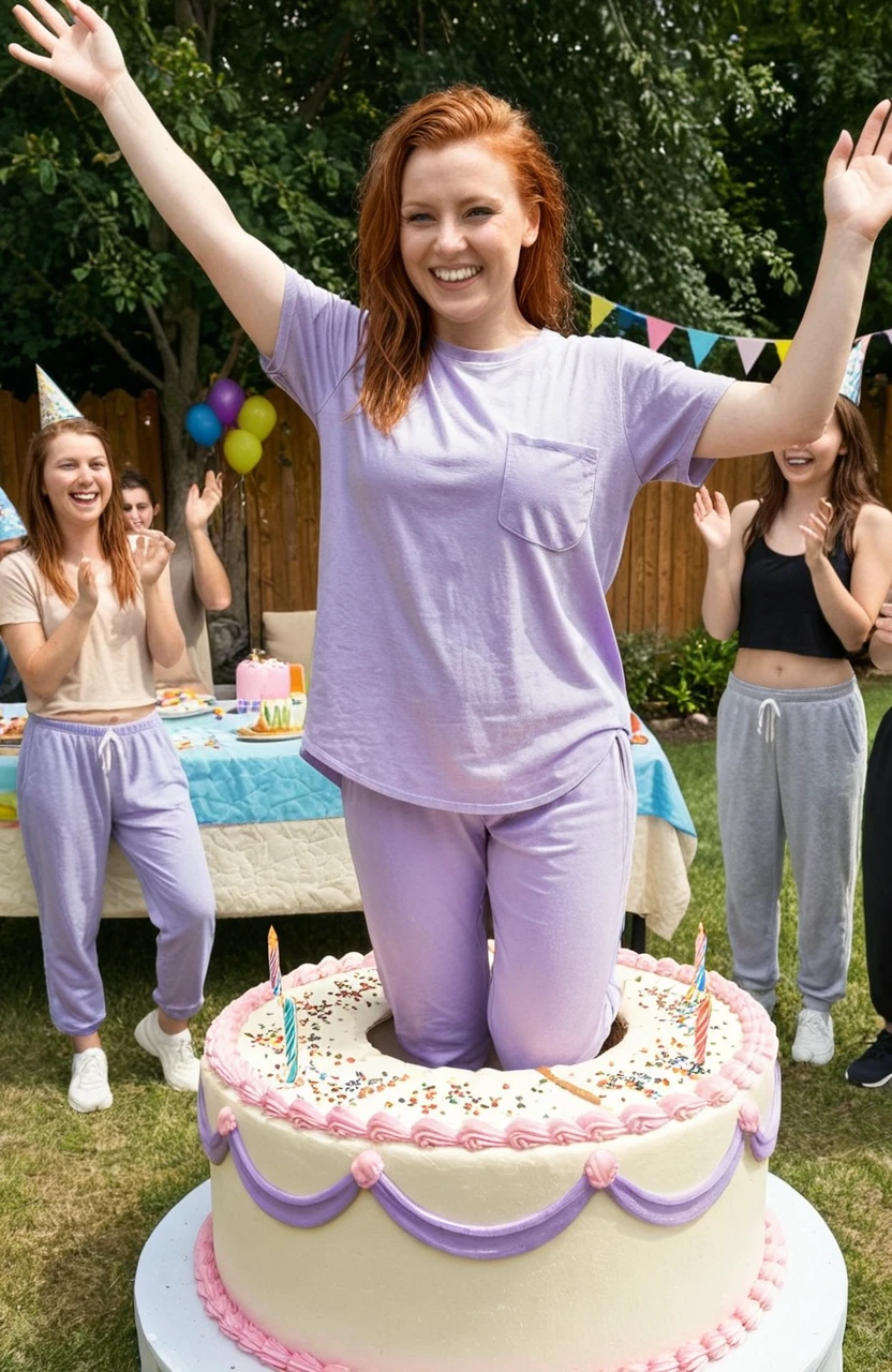 Happy Birthday - Jumping out of Cake SDXL
