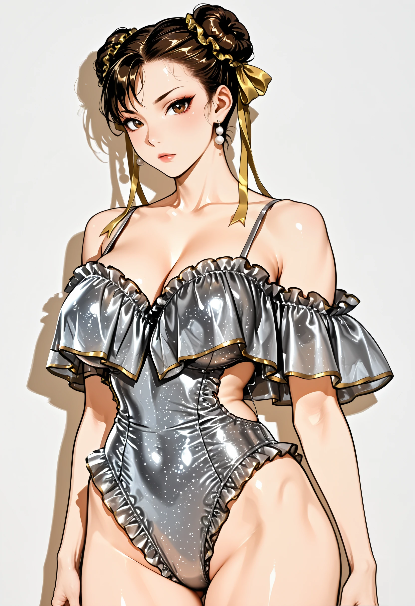 Off Shoulder Silver Leotard illust