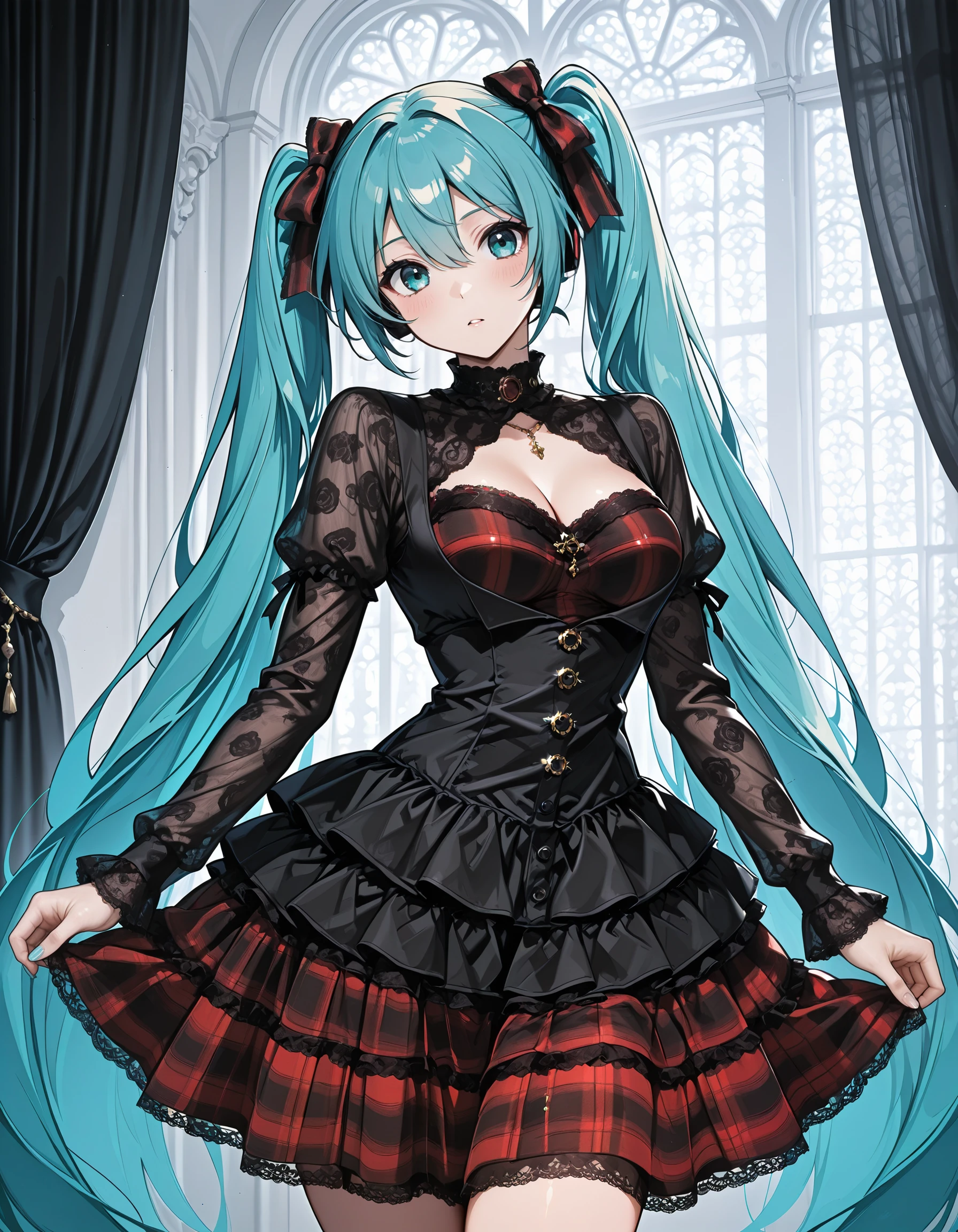 Y2K Punk Plaid Dress illust