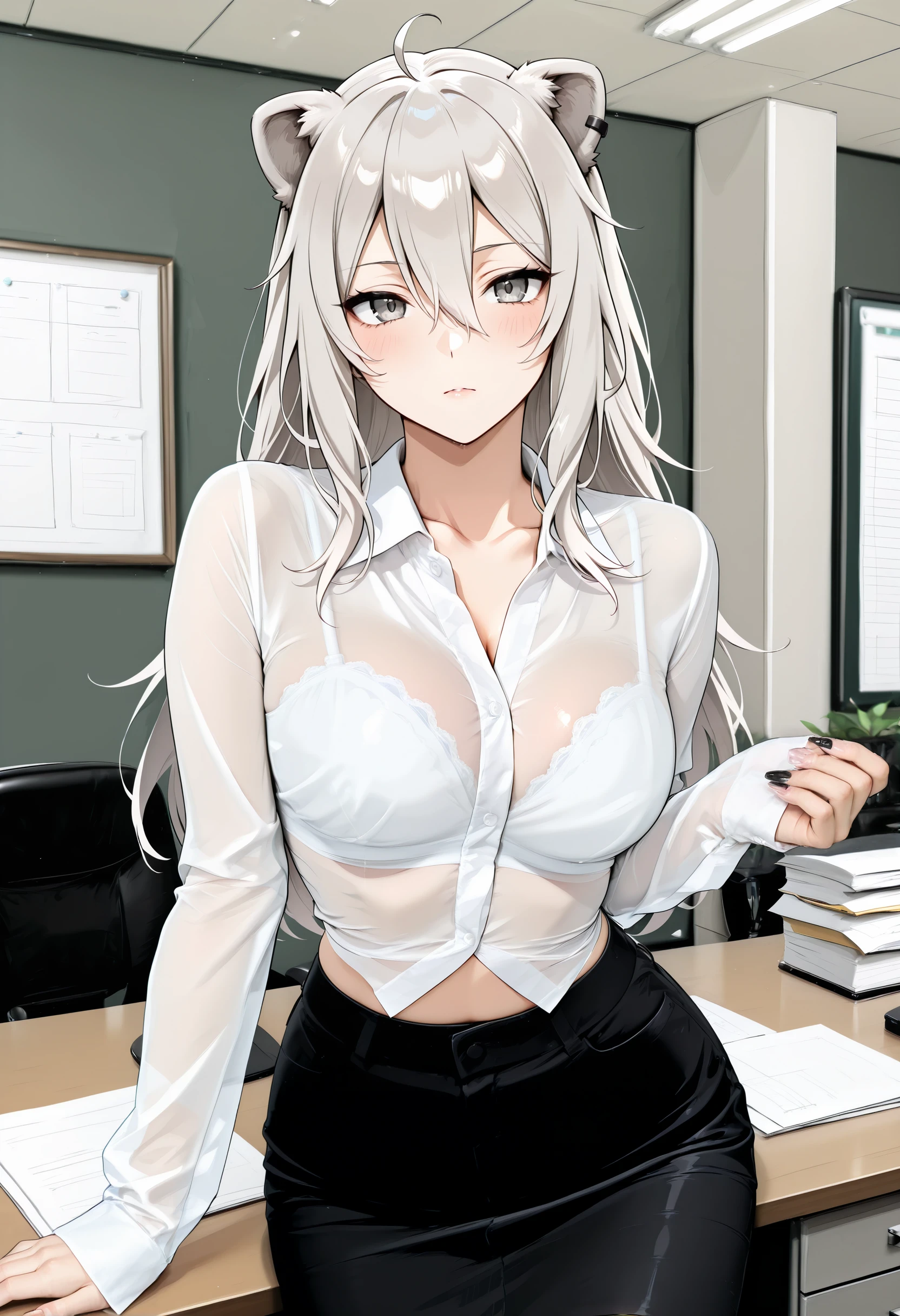 Tight Crop Top Collared Shirt illust