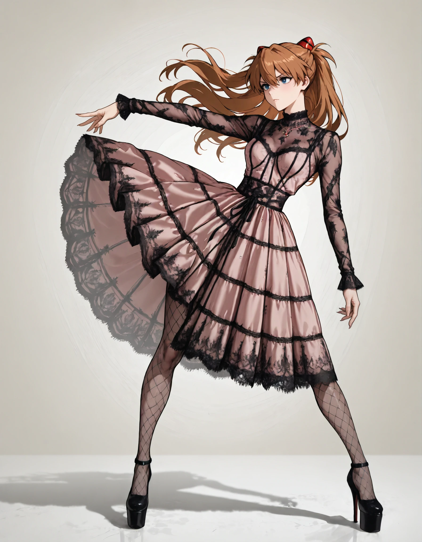 Pink Gothic Lace Dress illust