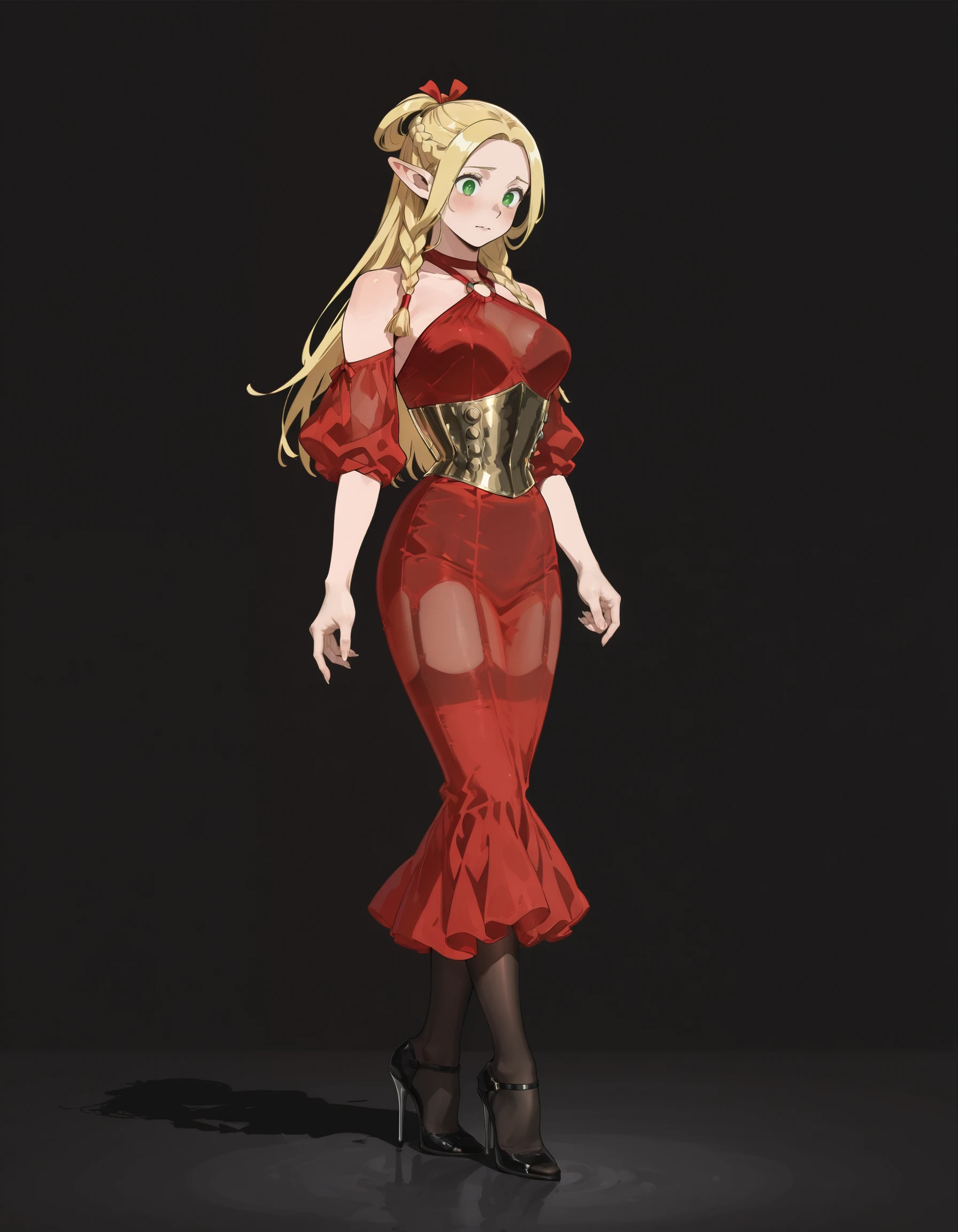 Metal Corset & Sheer Retro Halter Dress illust v2