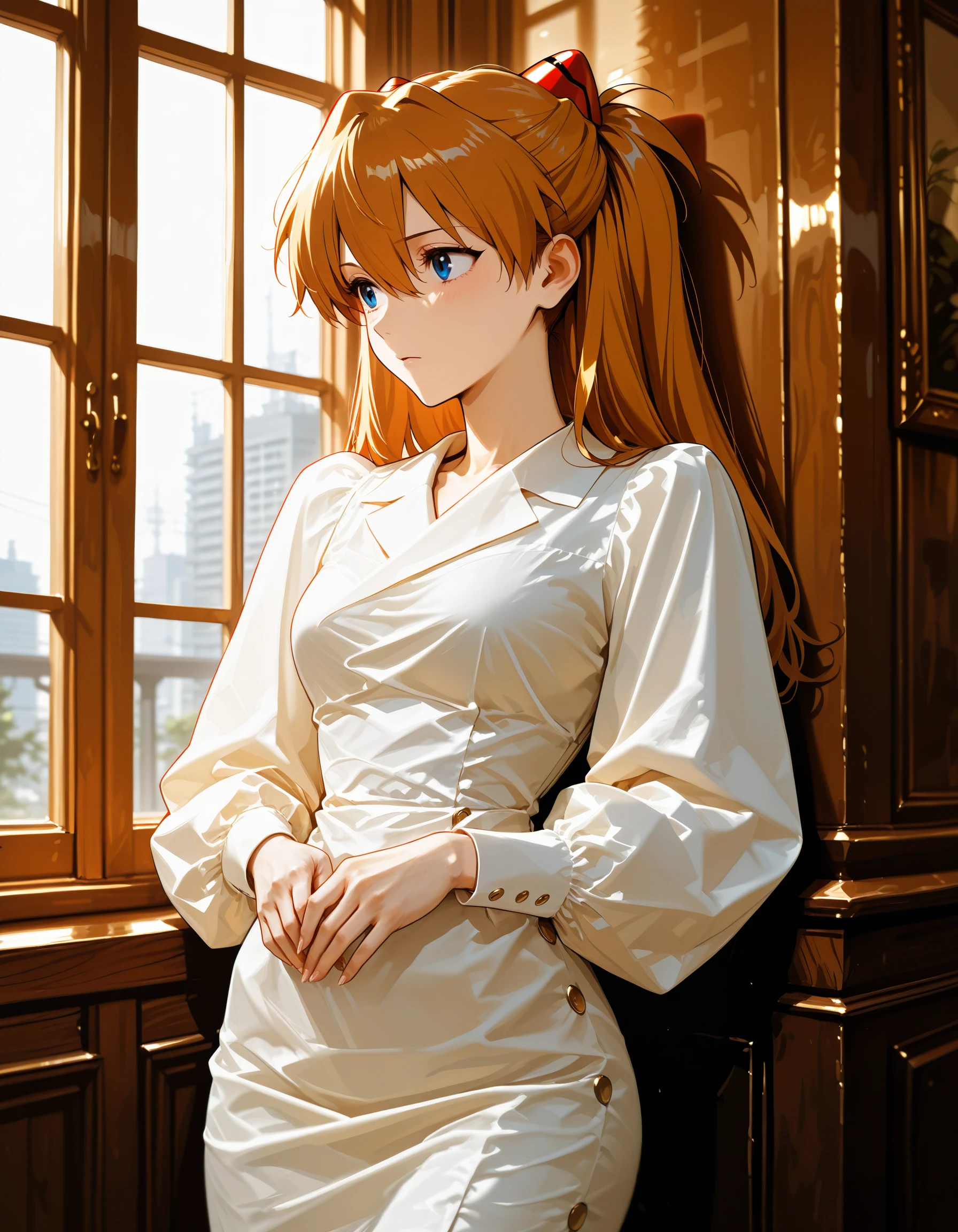 Fitted Puff Sleeve Button Mini Dress illust