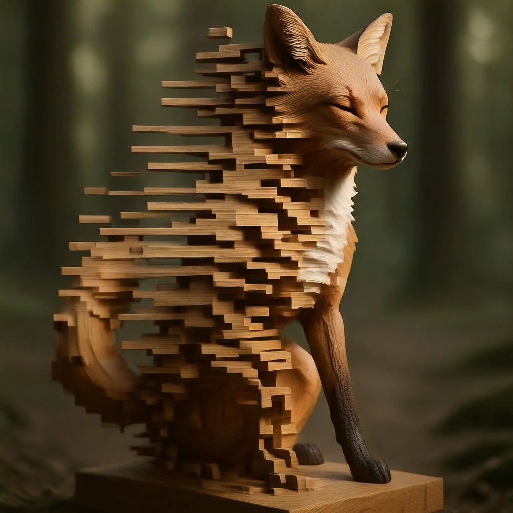 Pixelated Wood Sculptures Trained Concept V1
