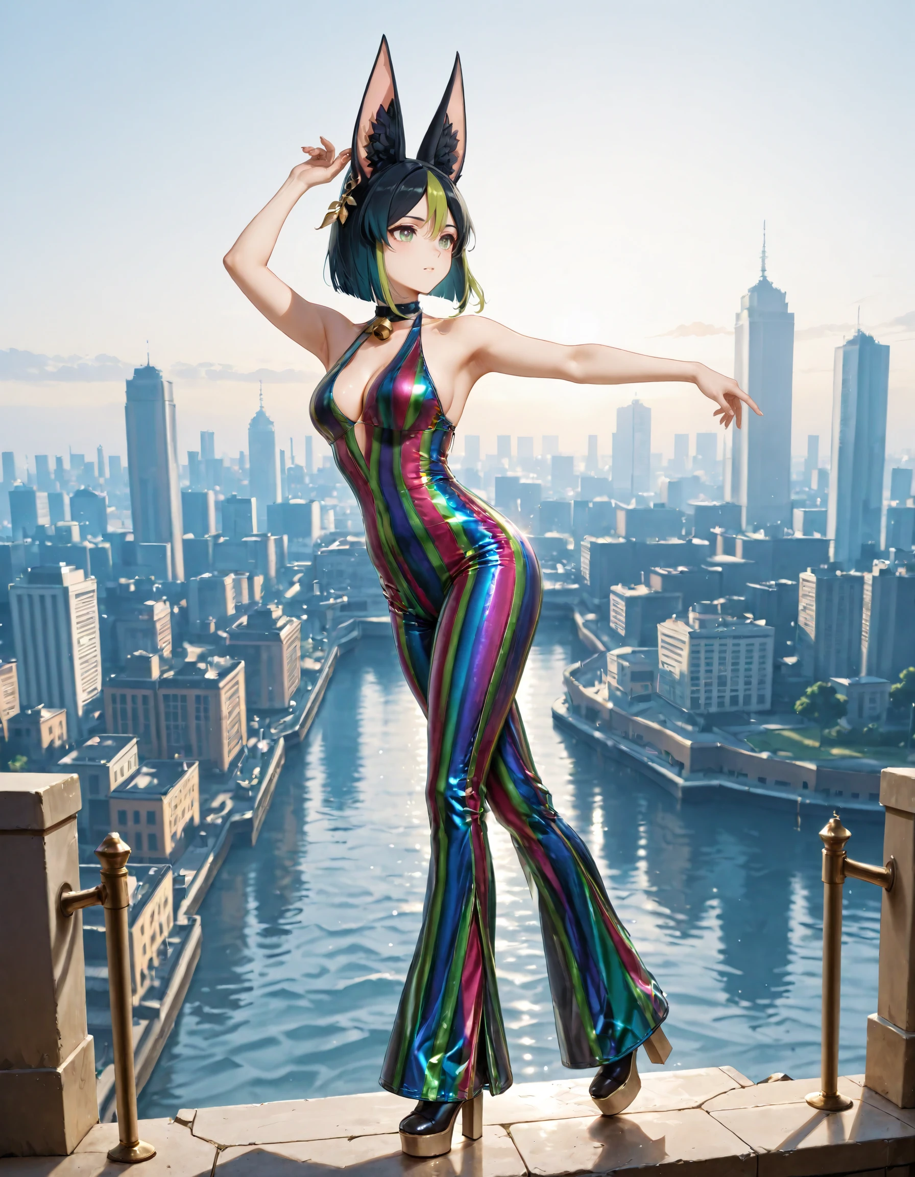 Colorblock Halter Jumpsuit illust