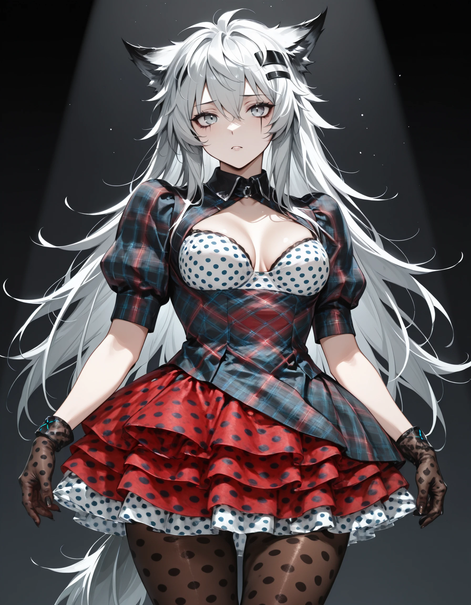 Stateside Plaid Polka Dot Dress illust