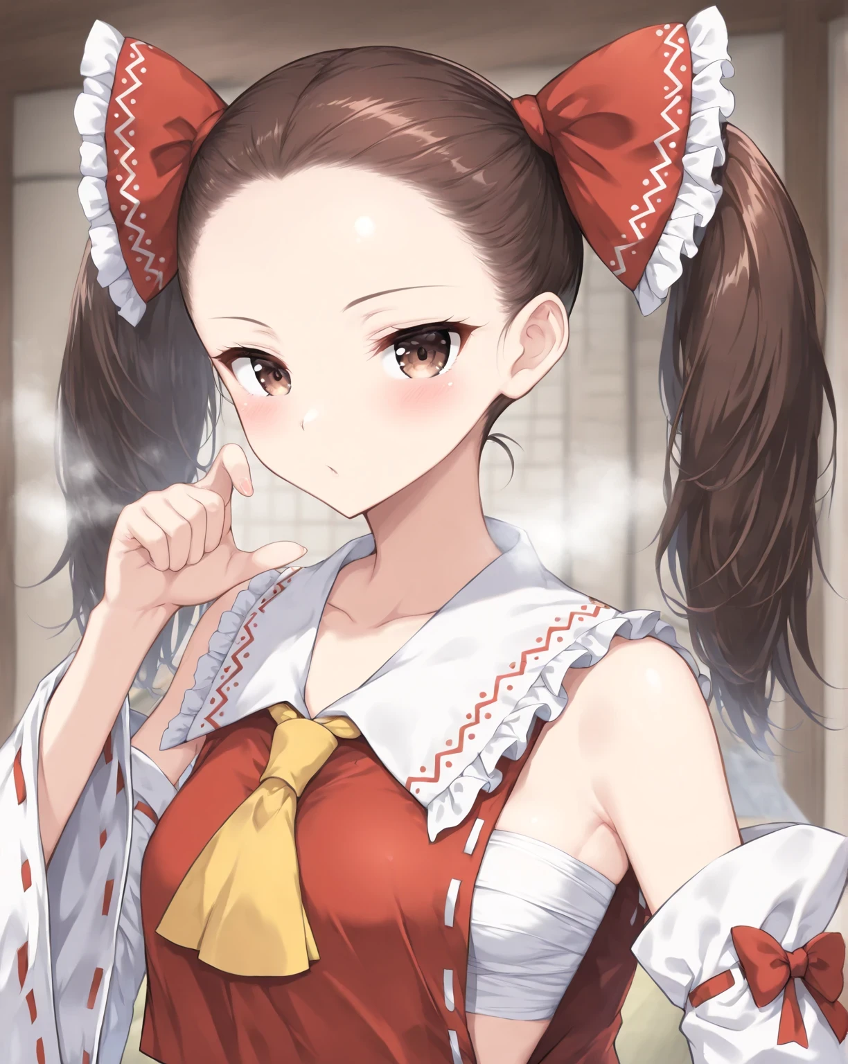 hair pulled back + high twintails V1