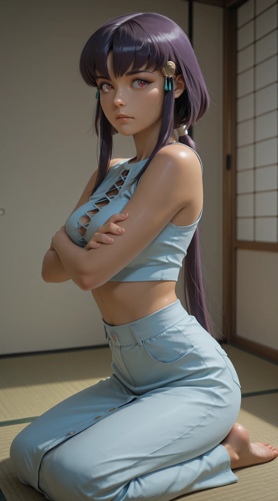 Hollow Front Cross-Laced Crop Top Illustrious