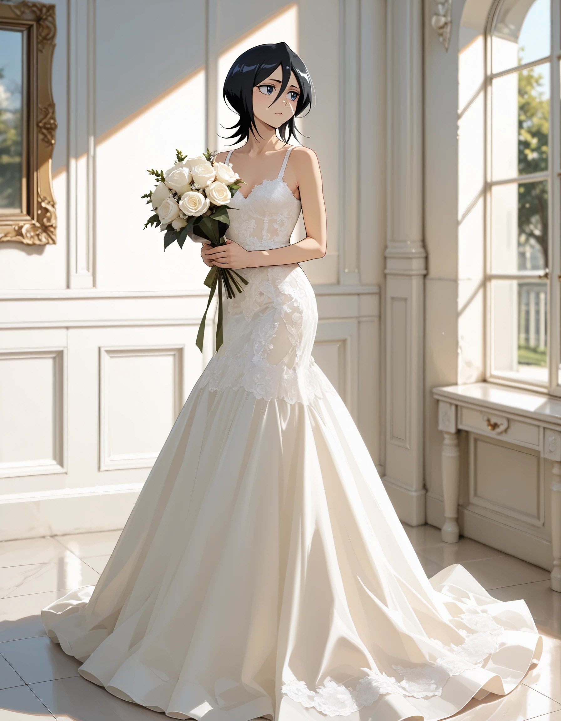 Simple Lace Wedding Dress Illust