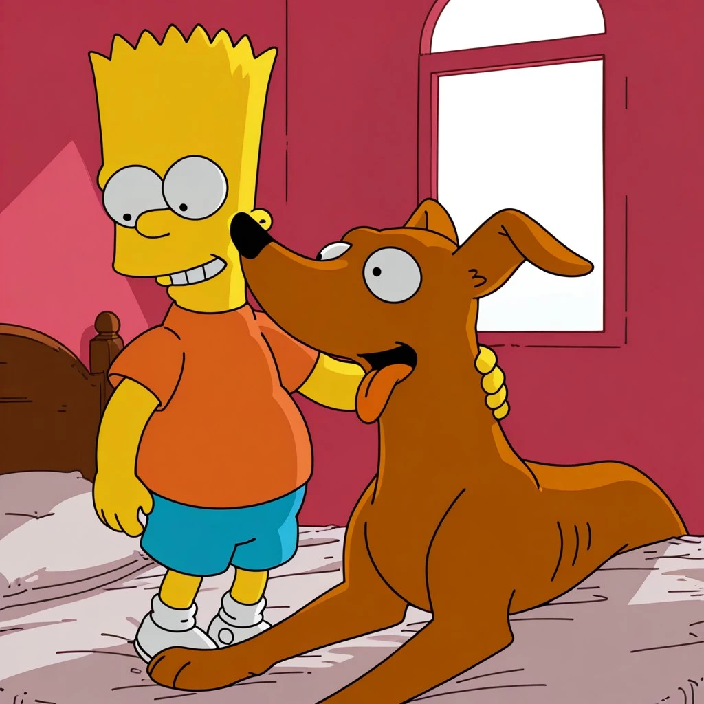 Boys and Dogs - Bart Simpson and Santa Little Helper Bart Simpson and Santa