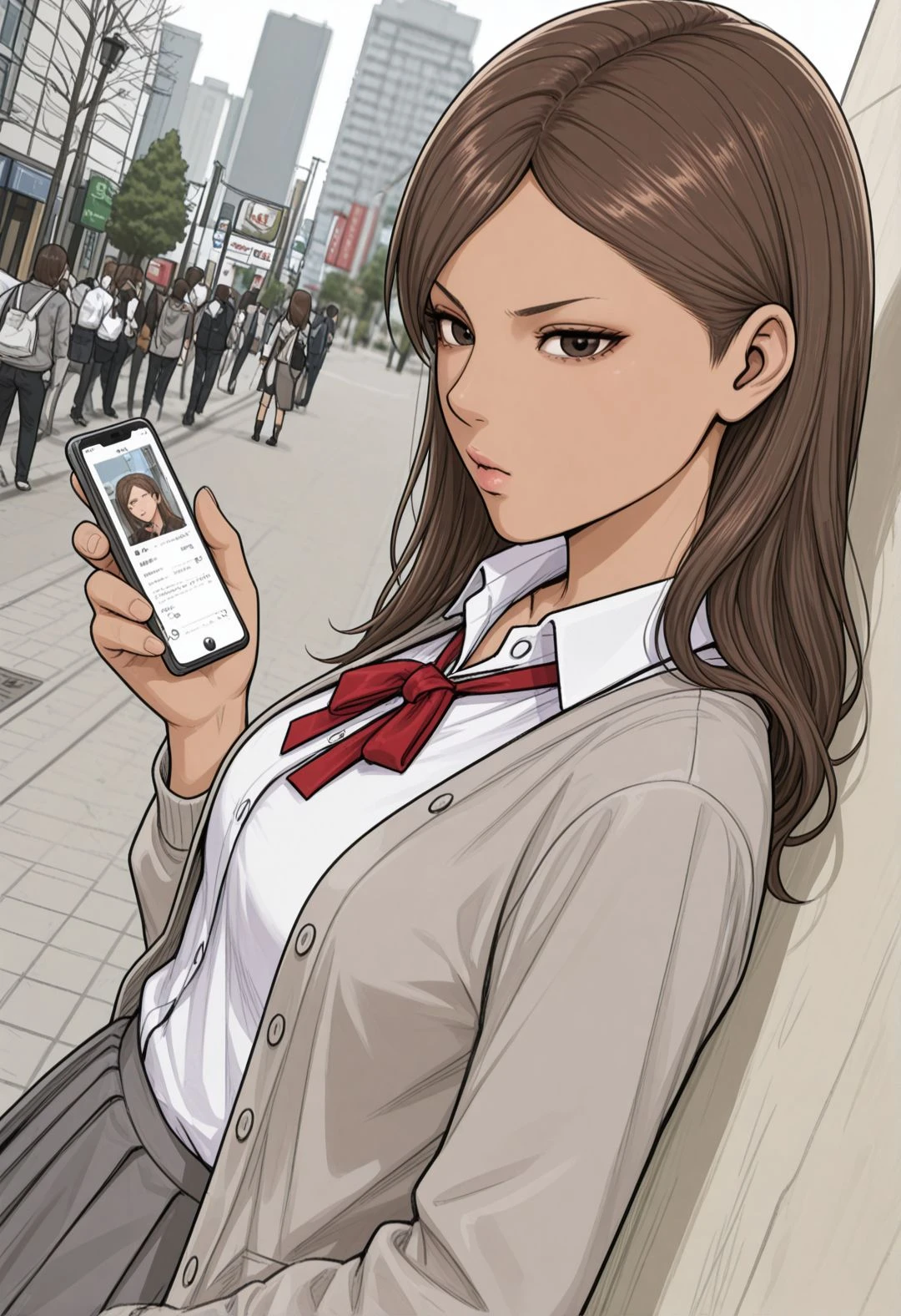 "The Gyaru JK at Train Station" by Negurie