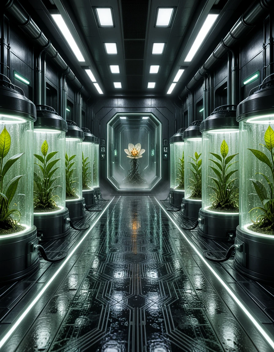 empty futuristic biotech greenhouse corridor v1.0