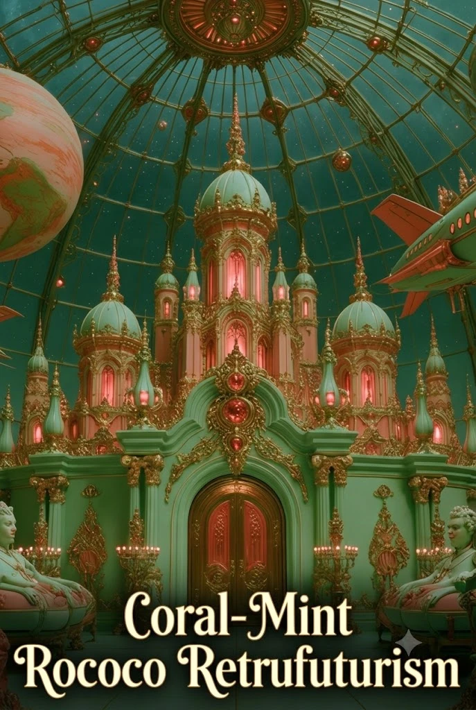 Coral-mint Rococo Retrofuturism V1