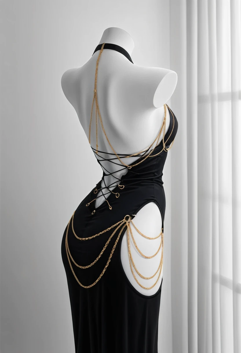 Gold Chain Draped Gown - Clothing V1