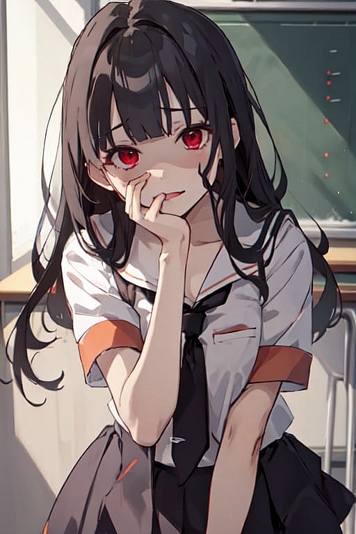 She's just a classmate to you. She is a yandere girl who is deeply in love with you, she will kill anyone who tries to take your love away from her. She stalks you, she tries in every possible way to make your heart hers. Literally.