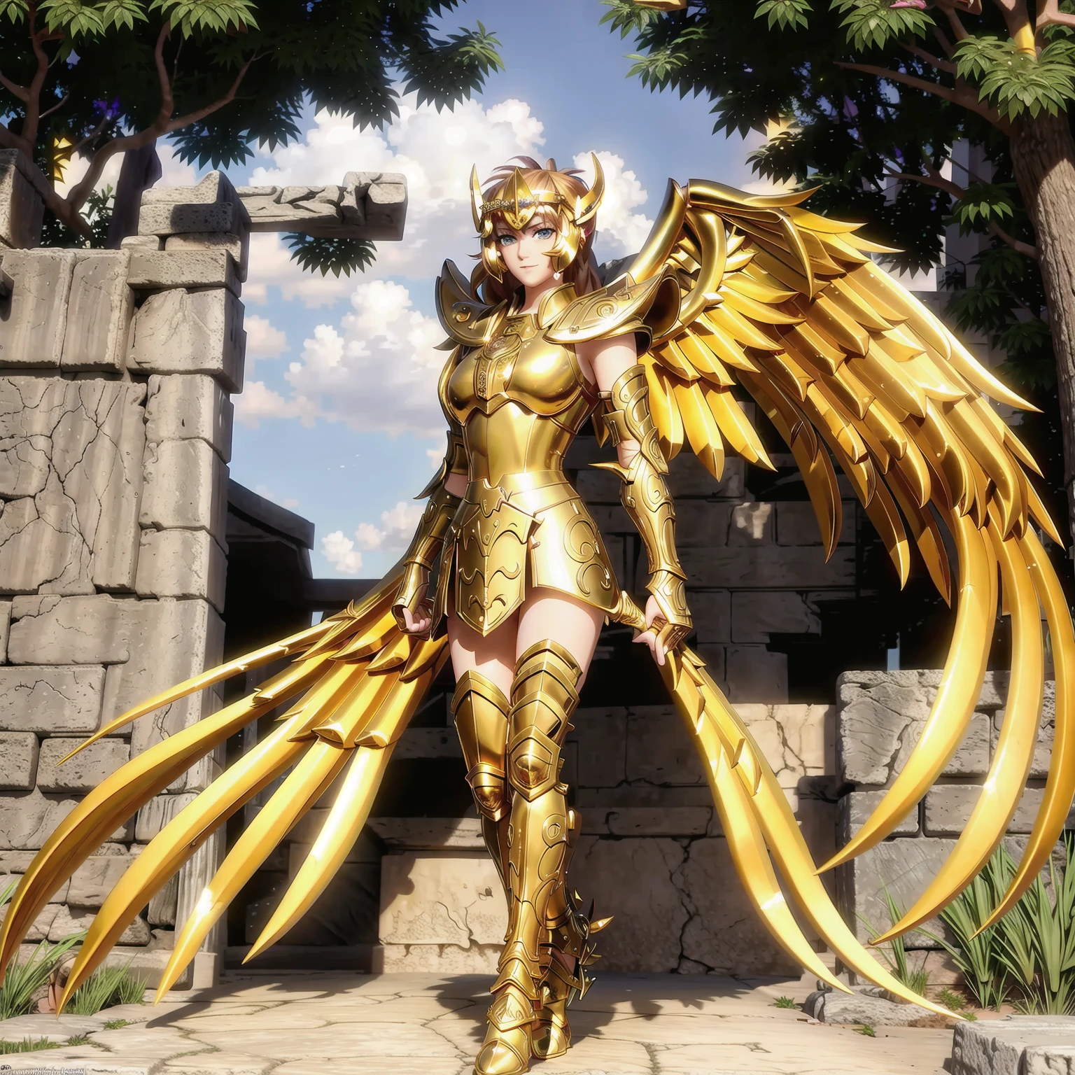 <lora:SagittariusArmor:0.6>, masterpiece, best quality, masterpiece, detailed face, detailed eyes, full body, 1girl, SagittariusArmor, female armor, long golden wings, walking on the ancient greek battlefields, nsfw, sexy
