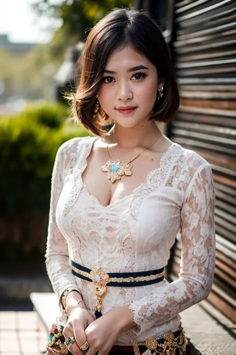 masterpiece, best quality,1girl, solo, short hair, looking at viewer, smile, brown hair, black hair, dress, brown eyes, jewelry,  ring, realistic, closed mouth,upper body, 
 brown <lora:balinese:1>
