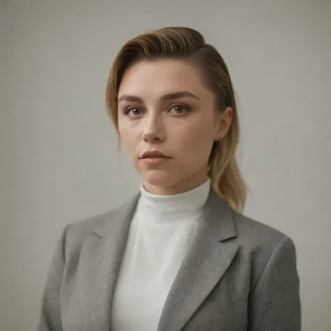 modelshoot style A stunning intricate full color portrait of pugh-subject, epic character, actrress Florence Pugh, 