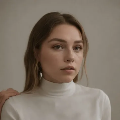 modelshoot style A stunning intricate full color portrait of pugh-subject, epic character, actrress Florence Pugh,