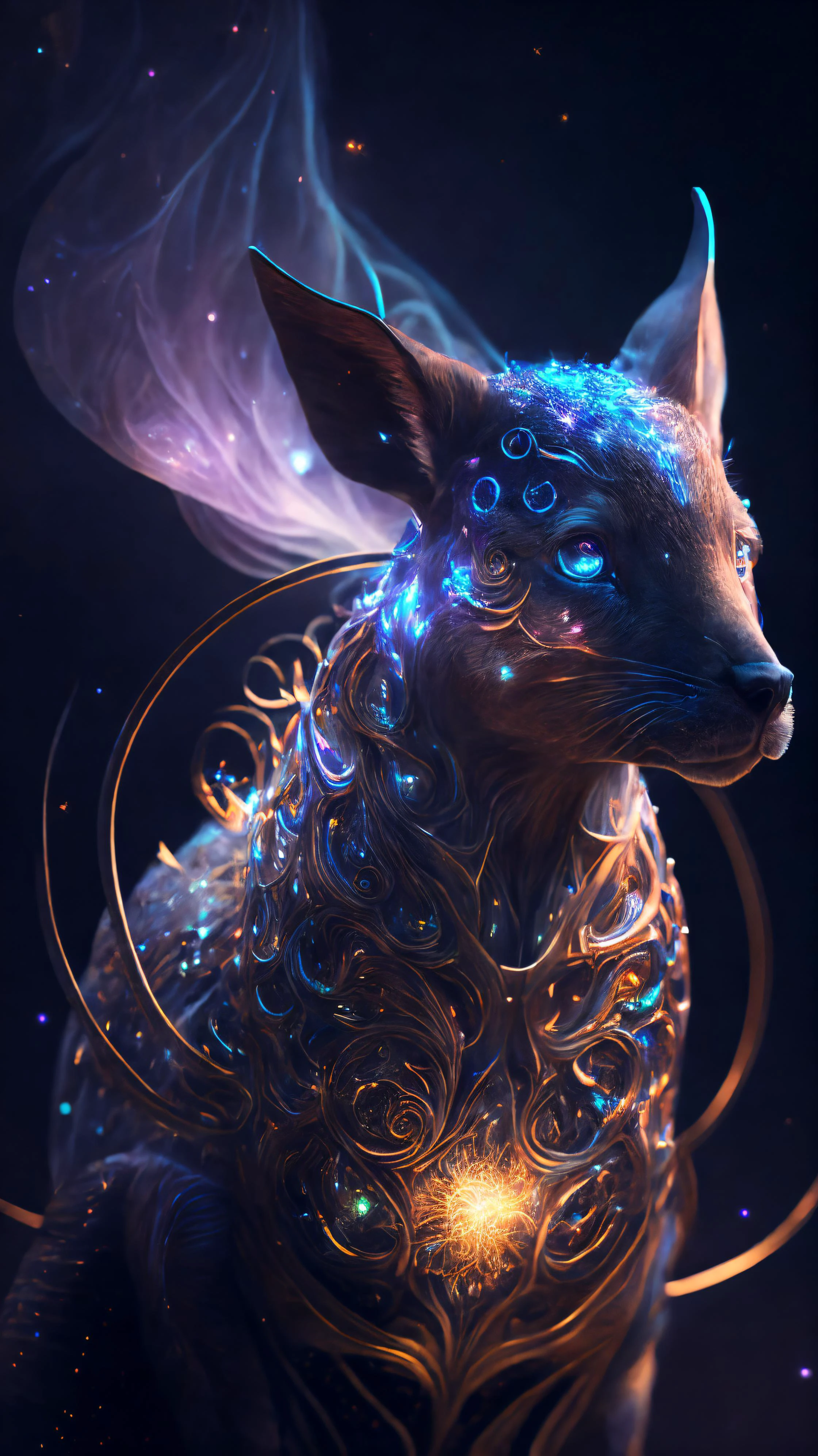 (galaxies, spirals, space, nebulae, stars, smoke, iridescent:1.2), intricate detail,(in the shape of a rabbit:0.5), octane render, 8k, uplight