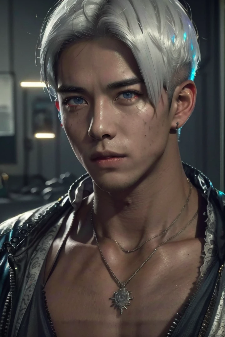 ((1boy)),white hair, Masterpiece, incredible details, ray tracing,epic realistic, ultra clarity , (HDR:1.4), octane render, cgi,dramatic, bokeh,
(dark shot:1.22), volumetric lighting,film grain,unreal engine,graininess, (original), (very detailed wallpaper), very detailed illustrations, perfect detail, (best lighting), (super complex detail), 4K Unity, (super detailed CG:1.2), lifelike, (8K:1.2)