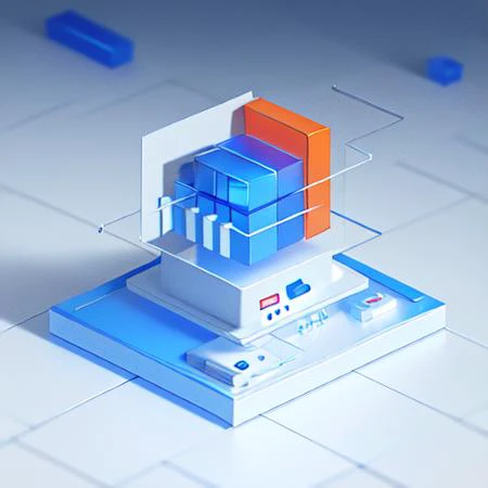 best quality, many details,4k,blender,octane render,C4D,transparent glass texture,DDicon,blue|orange, frosted glass, transparent technology sense, industrial design,white background,studio lighting, sunshine,flat, minimal,quasi-object,axisymmetric,Data, cylinder,file,