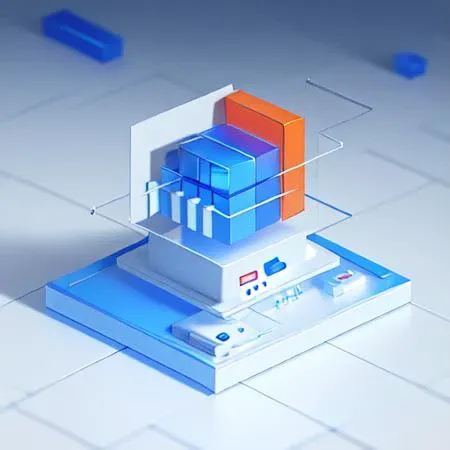 best quality, many details,4k,blender,octane render,C4D,transparent glass texture,DDicon,blue|orange, frosted glass, transparent technology sense, industrial design,white background,studio lighting, sunshine,flat, minimal,quasi-object，axisymmetric，Data, cylinder,file,
