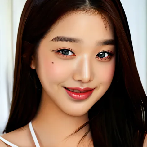RAW,(8k, best quality, masterpiece:1.2),(intricate details:1.4),(photorealistic:1.4),octane render, complex 3d render ultra detailed, studio soft light, rim light, vibrant details, ultra detailed, realistic skin texture, detailed face, beautiful detailed eyes, extremely detailed CG unity 8k wallpaper, makeup, (cowboy shot),(perfect anatomy),(wide hip:1), accurate face of jang wonyoung, , accurate face, little long face, hyper realistic, back ground blur , in school , red dress
smiling , better face, <lora:wonyoung 63 img 20 stepsdfg-10:1.2>