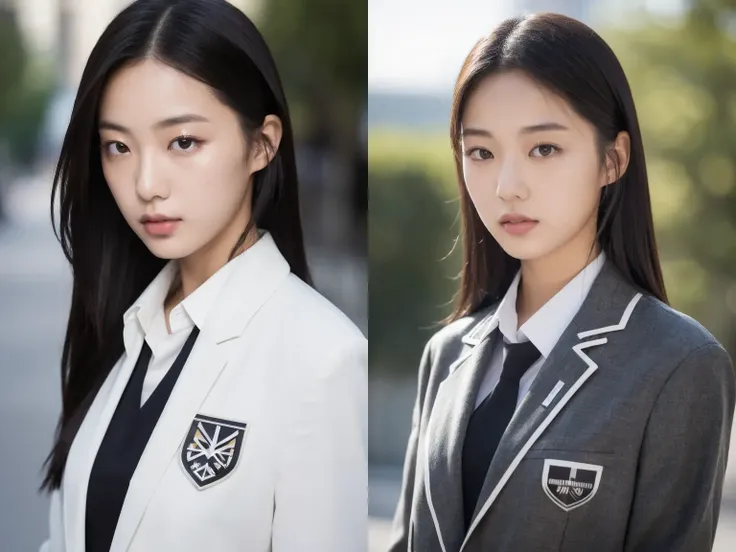 (8k, best quality, masterpiece, ultra highres:1.2), Beautiful Asian woman wearing a school uniform by (helmut lang:1.3), (masterpiece, best quality,absurdres, Ultra HD, Sharp) exceptional, best aesthetic, natural lighting, instagram [:detailed_face:6]
