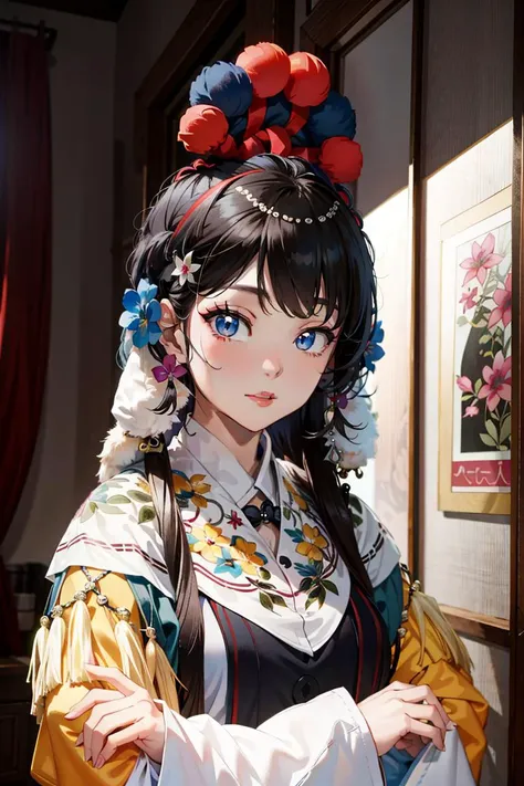 ((masterpiece)), ((best quality)), 8k, high detailed, ultra-detailed, illustration,cel shading, xifu,huashan,1girl, indoors, <lora:xifu_V2.0_reanime:1>

