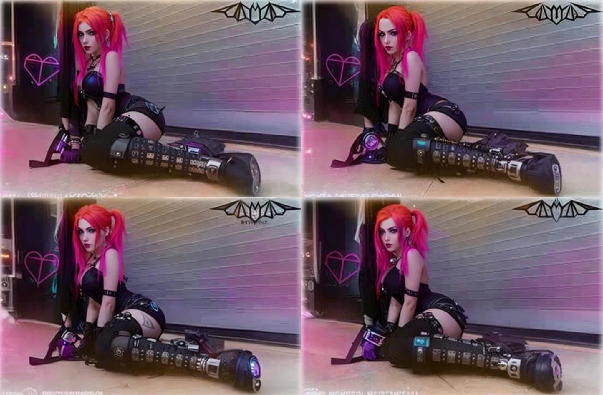 Hermosa mujer Punk, con pelo rosa