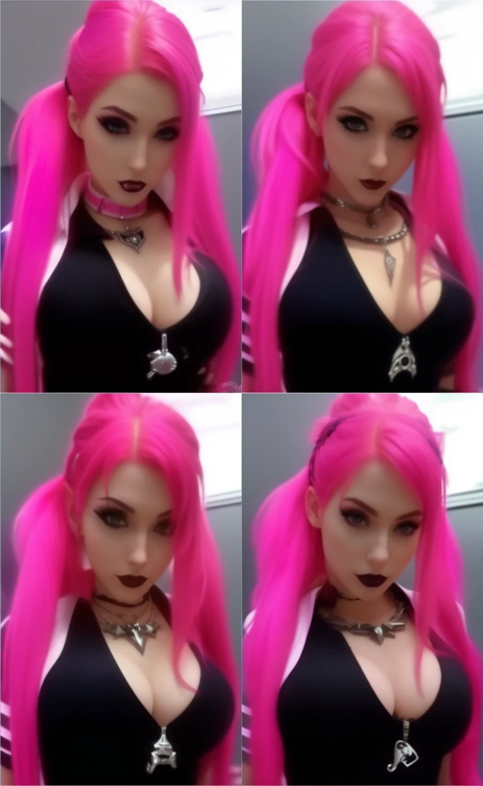 Hermosa mujer Punk, con pelo rosa