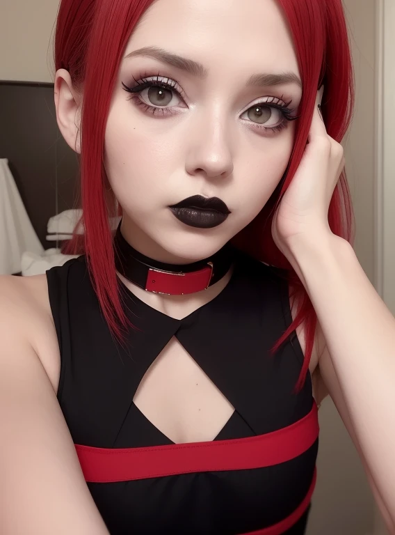 Hermosa mujer Punk, con pelo rosa