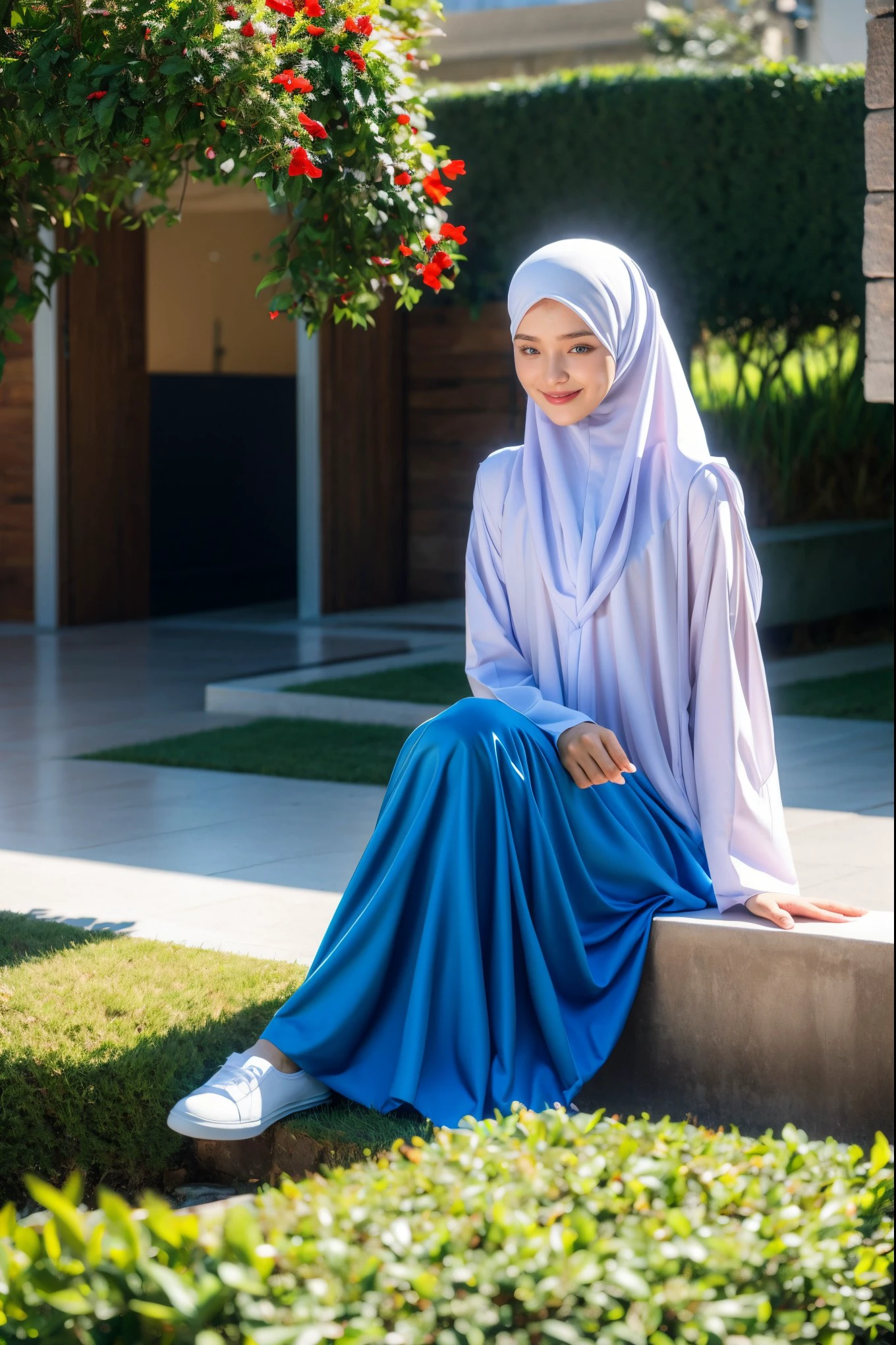 Adorned in the serenity of white, my hijab whispers a tale of simplicity