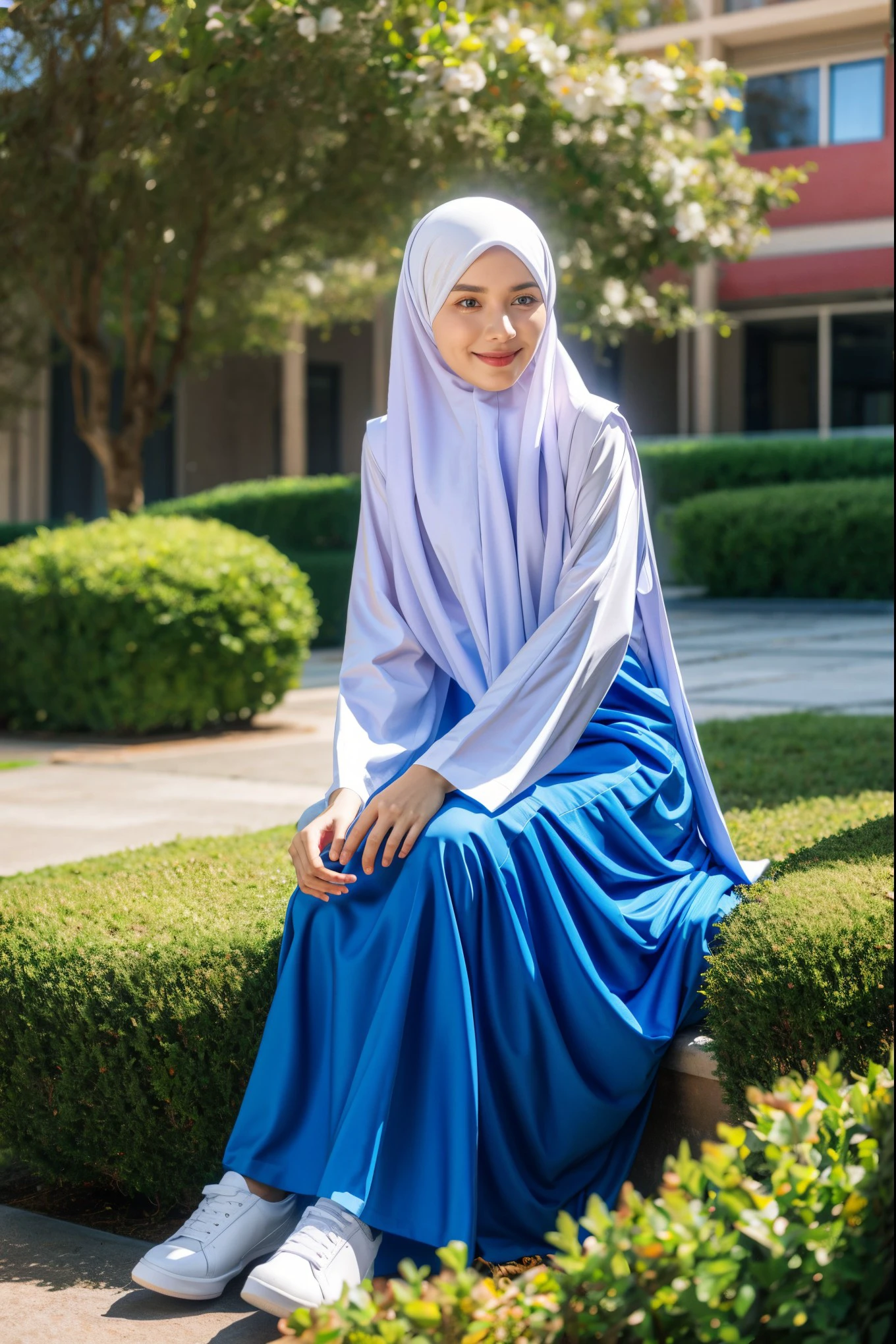Adorned in the serenity of white, my hijab whispers a tale of simplicity