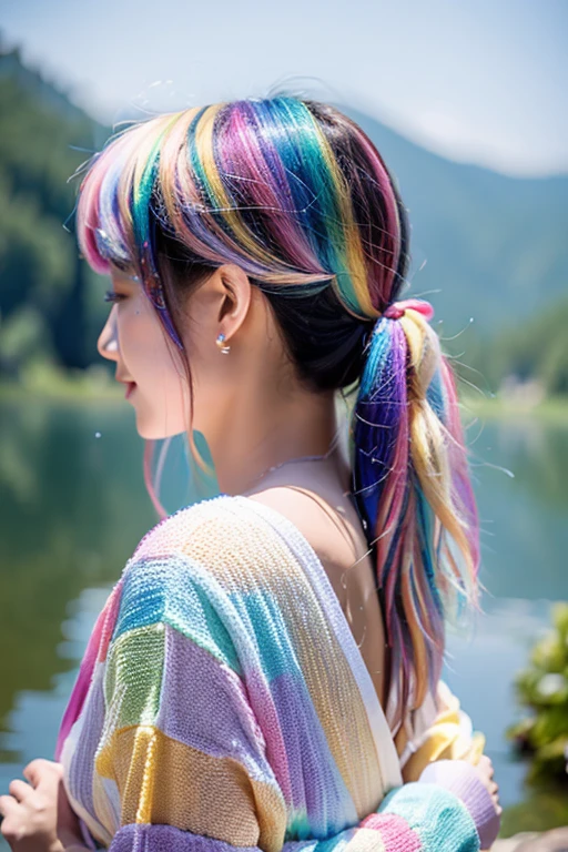 虹色の髪で生成
