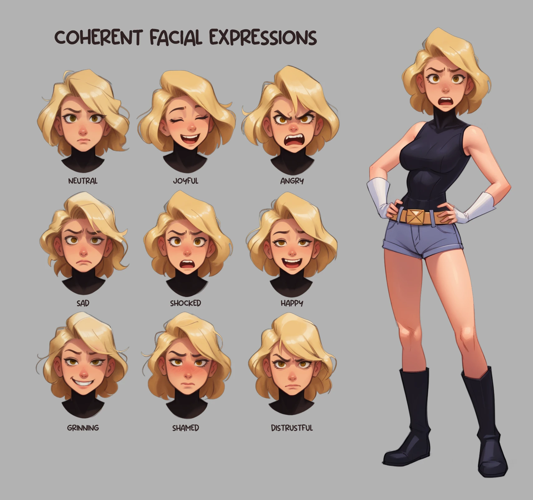 One minute to change the character's expression